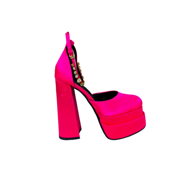 Women's High Heels Shoes Block Pumps Platform Ankle Strap Buckle Round Toe 8.5 - Picture 6 of 10